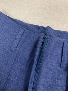 Women's Straight Leg Flared Trousers High Waist With Pockets Solid Color Pants 12# - Màu xanh lam - Xem 3