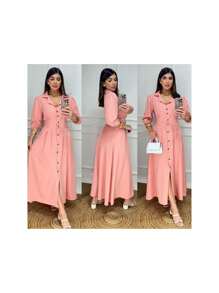 Midi Shirt Dress - Màu Cam san hô - Xem 5