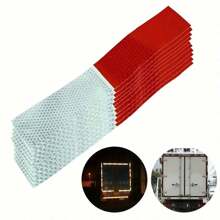 5/10pcs Red & White Reflective Safety Tape, Self-Adhesive High Visibility PET Rectangular Reflective Stickers, Suitable For Vehicle Safety Warning And Facility Safety Signage - Reflective  Tape - View 9