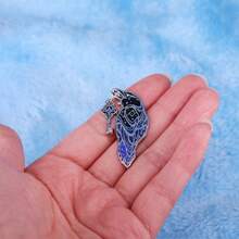 Flash Crow Brooch With Key In Mouth Enamel Pin Collar Bag Accessories - Silver - View 4