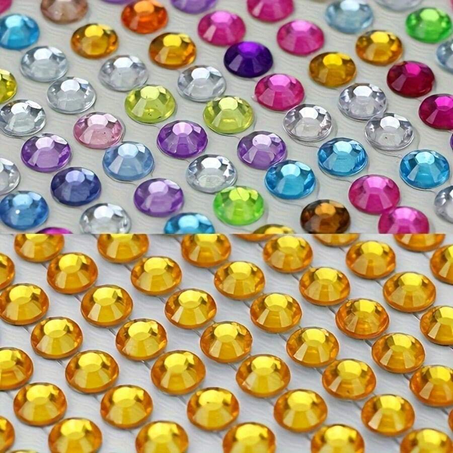 260 szt. 6 mm samoprzylepne przezroczyste kryształy i kolorowe płaskie cyrkonie, wielokolorowe DIY, odpowiednie do zdobienia paznokci, dekoracji DIY, dekoracji twarzy, dekoracji domu, samochodu, etui na telefon komórkowy i dekoracji albumu, biżuterii do paznokci, klejnotów do paznokci, artykułów do paznokci, odpowiednich na urodziny, wesela, imprezy, dom