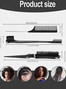 Juego de brochas definidoras de rizos para cabello rizado, Kit de 3 peines para desenredar y peinar con cepillo de contorno, peine de punta y garfio de limpieza de Candybrush