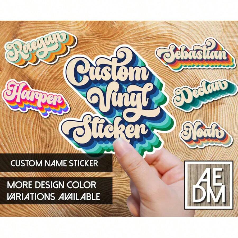 20pcs Retro Custom Name Sticker, Custom Vinyl Sticker, Personalized Sticker, Custom Name Sticker, Laptop Sticker, Teacher Sticker, Hippie Sticker - Personalized Stickers - View 1