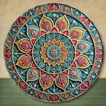 1pc 8-Inch Vintage Mandala Metal Wall Decor - Vibrant Colors, Exquisite Design, Weather-Resistant Metal Decoration, Suitable For Indoor/Outdoor, Bathroom, Office, Dining Room, Garden, Cafe, Bar, Wall Decoration, Perfect For Room Decor - Random Hole Style