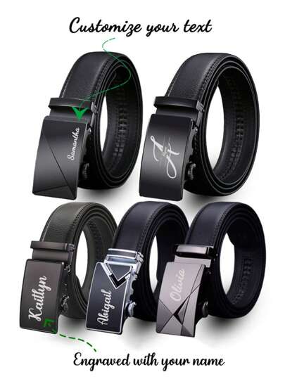 1pc Customized Men Genuine Leather Ratchet Belt, High Quality Cowhide Leather, Fashionable, Casual, Versatile Accessory - Top-Grade Craftsmanship, Adjustable Length, Ideal Gift For Boyfriend, Husband, Father, Brother, Perfect For Father's Day, Valentine's Day, Thanksgiving, Wedding Anniversary