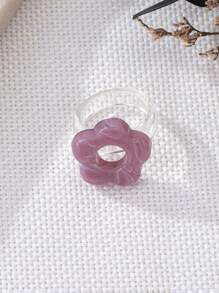 1pc Elegant Acrylic Flower Design Casual Ring For Women