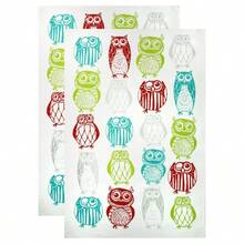 2pk Owls Kitchen Towels - MU Kitchen: Cotton Hand Towels, Machine Washable, Animal Print - 1 - View 3