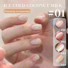 Miss Comoy Esmalte de Unha Transparente Vermelho da , Branco Coco, 15ml, 2025 Nova Cor Branco Jade Primavera e Verão Popular, Pedra Branca Leitosa, Duradouro, Terapia de Luz