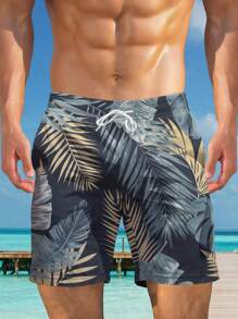 Plus Size Men's Hawaiian 3D Printed Casual Beach Shorts - Quick Dry, Drawstring Waist, Perfect For Summer Outdoor