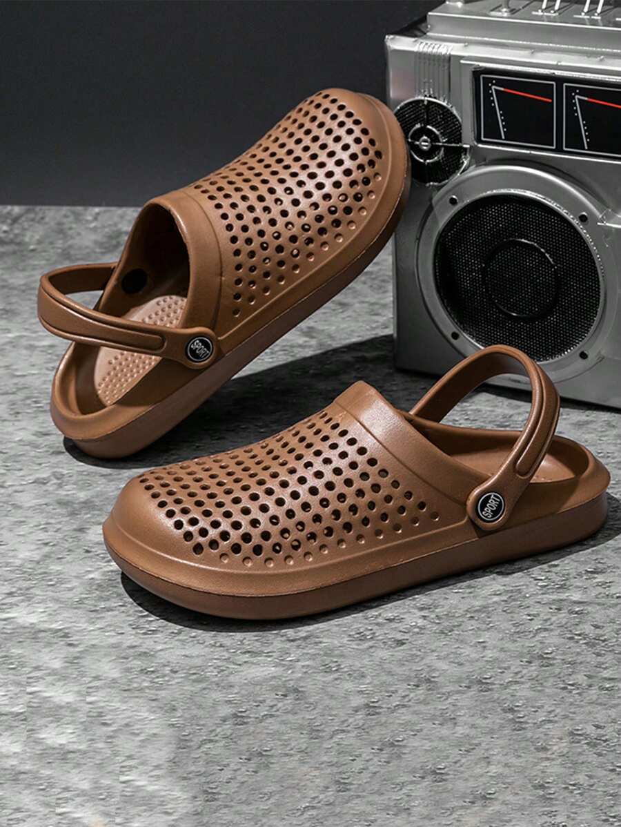 1 Pair Men's Breathable Comfortable Slip-On Sandals, Outdoor Wear & Home Casual Slides