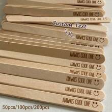 50/100/200pcs Custom Popsicle Stick Ice Cream Sticks Customized Birthday Party Decoration Logo Promotions Birthday Baby Name Cool One Laser Engraved - Multicolor - View 1
