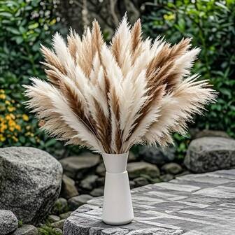 54/91pcs Pampas Grass Dried Flower Bouquet - Fluffy Natural Brown, White And Gray Stems, Suitable For Boho Wedding Decor, Home And Outdoor Yard Arrangement, Dining Table Display, Gathering Party Decoration, Pampas Grass Decor,Fall Decor,Autumn