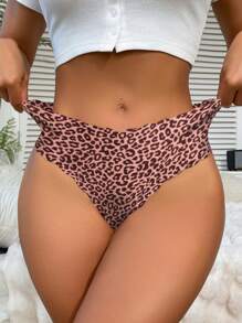 Set de 5 bragas de bikini de corte bajo y sin costuras con estampado de leopardo sexy para mujeres, cómodo y transpirable para ejercicio y deportes