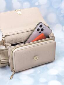 Nueva bolsa de mensajero, un bolso multifunción de gran capacidad con cremallera de doble capa, cartera para teléfono móvil, moda sencilla y deliciosa, imagen suave, tiempo libre, citas, para mujeres, cartera, cartera, cartera