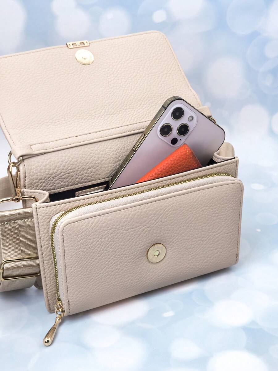 Nueva bolsa de mensajero, un bolso multifunción de gran capacidad con cremallera de doble capa, cartera para teléfono móvil, moda sencilla y deliciosa, imagen suave, tiempo libre, citas, para mujeres, cartera, cartera, cartera