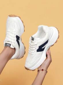 Women's Chunky Sneakers 2025 Spring Autumn New Breathable Versatile Soft Sole Vintage Casual Athletic Shoes - Blue - View 11