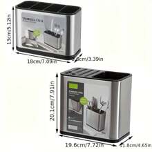 Multi-Grid Stainless Steel Kitchen Utensils And Tableware Finisher, Knife, Fork, Spoon, Chopsticks Rack, Kitchen Utensils Rack And Kitchen Countertop Drainage Rack. - Multicolor - View 7