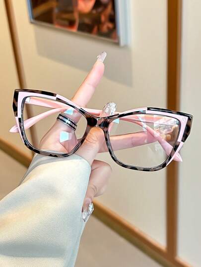 Gafas de lectura de moda de ojo de gato para mujeres con marco bicolor, lentes graduados de +1.0 a +4.0 para lectura y uso en computadora, material de PC liviano, diseño elegante