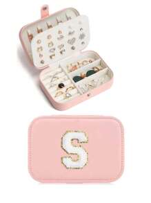 1 件装奢华仿皮双层珠宝收纳盒，带安全锁 - 柔软内衬便携式耳环、项链、戒指盒 - 适合家庭或办公室的现代桌面展示、珠宝盒