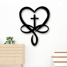 1pc Cross And Heart Shaped Iron Ornament - Suitable For Indoor/Outdoor, Applicable For Living Room, Patio And Balcony, Home Decor, Room Decor, Wall Decor Gifts Birthday Graduation