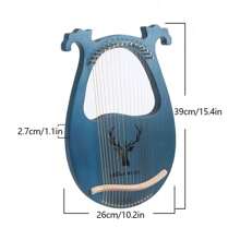 HaroldDol 16 Saiten Aklot Lyre Harp Mahagoni Holz mit Tuning Wrench String Pick Set Kit - Blau - Übersicht 2