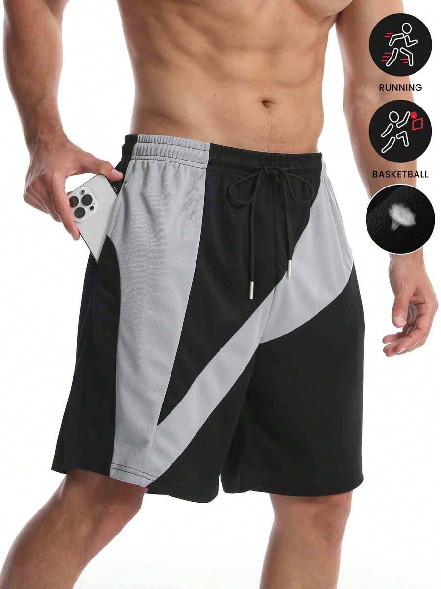 Pantalones cortos de malla para hombre con parches, shorts deportivos ligeros para gimnasio, correr, baloncesto, entrenamiento al aire libre