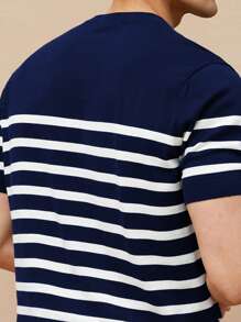 Camiseta de punto de cuello redondo a rayas, moda minimalista casual para uso diario