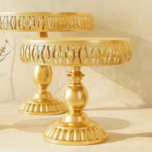 1pcsElegant Iron Circular Cake Stand, High Footed Dessert Display Tray, Suitable For Wedding Decoration And Holiday Use, No Need For Electricity, Wedding Cake Stand | Decorative Tray | Iron Structure