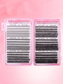 CMAYOME 600/570片D型卷翘分段式假睫毛套装，30D+40D+50D+60D+80D+100D混合浓密黑色自然蓬松单根假睫毛，居家DIY，大容量，新手易上手，持久舒适佩戴，适合派对、节日、婚礼等场合，8-16mm混合长度睫毛套装 - 黑色 - 查看 15