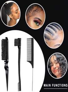 Juego de brochas definidoras de rizos para cabello rizado, Kit de 3 peines para desenredar y peinar con cepillo de contorno, peine de punta y garfio de limpieza de Candybrush