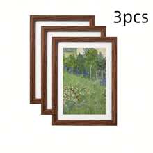 3 sztuki klasycznych drewnianych ramek do zdjęć, 5x7, 6x8, 8x10, A4, A3 cale poziome ramki do montażu na ścianie, dekoracyjne ramki dla ojców, odpowiednie do dekoracji domu, biura i imprezy, diamentowe wiszące ramki artystyczne, prezenty na urodziny, dzień matki, dzień ojca, nowy rok, wielkanoc