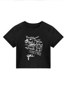 Summer New Short Sleeve T-Shirt For Petite Women, Crew Neck, Casual, Slim Fit, Flattering - Black - View 4