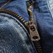 Men's Light Blue Slim Stretch Jeans, Pocket Trim, Motorcycle Design Fashion Street Jeans - 淺藍色 - 查看 8