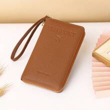 Cartera portapassaporte con bloqueo RFID, cierre con cremallera, correa de muñeca, organizador multifuncional de documentos de viaje, protección de viaje conveniente, elegante estuche para pasaporte | Textura, estuche para pasaporte, accesorios de viaje, artículos esenciales de viaje, bolsa de viaje de vacaciones - Multicolor - Ver 19