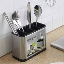 Multi-Grid Stainless Steel Kitchen Utensils And Tableware Finisher, Knife, Fork, Spoon, Chopsticks Rack, Kitchen Utensils Rack And Kitchen Countertop Drainage Rack. - Multicolor - View 5