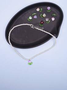 1Piece Delicate Flower Pendant Pearl Necklace - Flowers - View 6