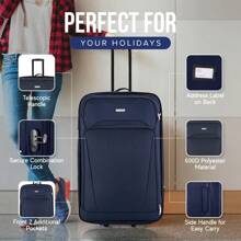 Deluxe 26 Inch Medium Lightweight Expandable Luggage Luggage Trolley Bag Travel - Black 2 Tone - View 3