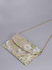 亮片刺绣信封包，女士时尚亮片拼布翻盖钱包，亮片拼布刺绣晚宴包，撞色拼布随机刺绣手拿包，适合女士购物、旅游、聚会、礼品、时尚活动派对、婚礼