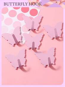 3/1/6/8 pièces Crochet mural décoratif design papillon, convient pour la décoration de la chambre des filles, style minimaliste, crochet de salle de bain design papillon mignon, style minimaliste mignon pour la rentrée scolaire - Multicolore - Voir 5