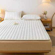 Colchoneta acolchada impermeable (sin funda de almohada ni relleno), colchoneta de colchón delgada, adecuada para cama individual o doble, protector de colchón de sábana talla grande gruesa, unicolor suave y cómodo para cubrir colchón, gris/blanco/caqui/azul, para el hogar, dormitorio, hotel, residencia, impermeable y a prueba de fugas - Rejilla de pan - Ver 24