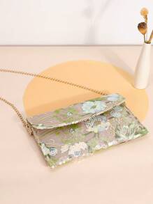 亮片刺绣信封包，女士时尚亮片拼布翻盖钱包，亮片拼布刺绣晚宴包，撞色拼布随机刺绣手拿包，适合女士购物、旅游、聚会、礼品、时尚活动派对、婚礼