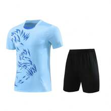 2pcs Personalized Tween Boys Soccer Jersey- Customized Team Name,Number And Logo Print Short Sleeve T-Shirt+Shorts Sports Set &Casual Wear Spring/Summer