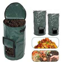1 confezione di sacchi per compostiera, sacchi per rifiuti da giardino riutilizzabili da 34 galloni (circa 91,6 L), sacchi per prato, sacchi per giardino, sacchi per compost, bidoni della spazzatura con coperchio con cerniera e manici, per foglie e carico di rifiuti
