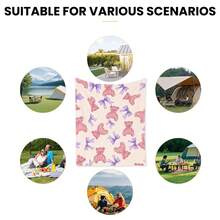 Adorable Bear Bowtie Design In Purple Cartoon Style Outdoor Digital Printing Blanket For Playful Picnics And Cozy Outdoor Gatherings With Friends - Multicolor - View 6