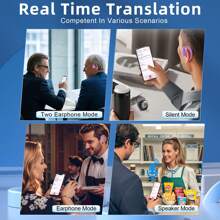 实时翻译耳塞，人工智能翻译耳塞蓝牙无线 - 支持 144 种以上语言，适用于 IOS 和 Android 的耳罩式 AI 耳机，非常适合旅行和商务，兼容苹果手机、iPad、笔记本电脑，适用于 IOS、Android 用户，适合家人、朋友、母亲、孩子、生日、春季、夏季、男朋友、女朋友、节日无线耳机的礼物，小巧便携，入耳式无线耳机，带充电盒的迷你耳塞 - 紫色 - 查看 4