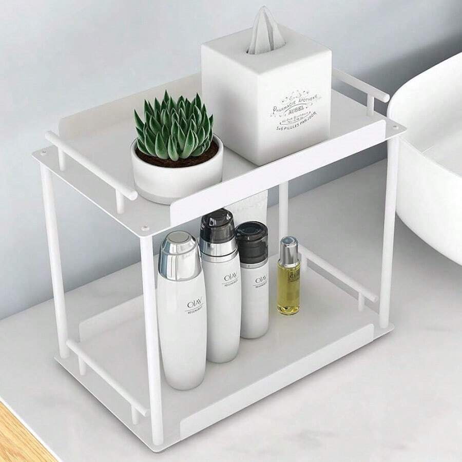 FLE Corner Bathroom Counter Organizer, Bathroom Organizer Countertop,Countertop Storage Shelf For Bath
