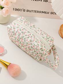 1 Peça Estojo de Maquiagem Floral para Moças, Mulheres de Sucesso, Blogueiras de Beleza e Moda, Conjunto de Bolsas Cosméticas de Grande Capacidade, Bolsa de Armazenamento de Maquiagem, Bolsa de Toucador para Artistas de Maquiagem, Itens Essenciais de Viagem, Bolsa de Armazenamento de Maquiagem Fofa Adequada para Guardar Toalhas Faciais, Demaquilante, Limpador Facial, Cuidados com a Pele, Bolsa Multiuso com Alça Portátil e Zíper para Guardar Pequenos Itens