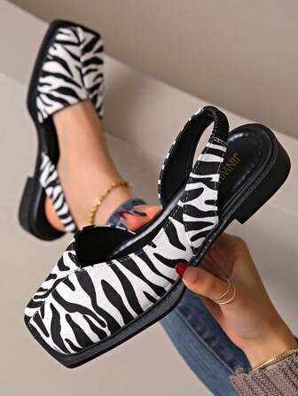 Women's Fashion Chunky Heels - Square Toe Design, Beige & Gold Faux Leather, Rubber Sole, Comfortable Everyday Wear | Fashion Flat Sandals | Rubber Sole Shoes