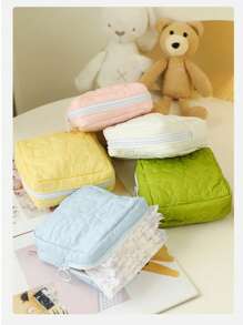 mokashu 1PC Color Dopamine Color Large Volume Lipstick Air Cushion Storage Bag Women's Makeup Bag Commuter Tote Travel Toiletry Bag - Multicolor - View 5