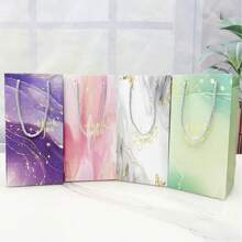 Set de 5 bolsas de regalo tipo tote con diseño de mármol dorado, vaso aislado, bolsas de regalo con empaque vertical elegante con flor, bolsas de regalo premium para fiesta y obsequios